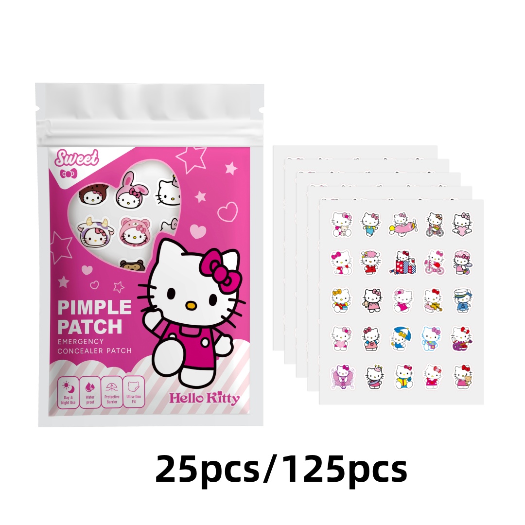Skincare Acne - 25/125 Stück Hello Kitty Pickel-Aufkleber, Hydrogel-Akne-Pflaster