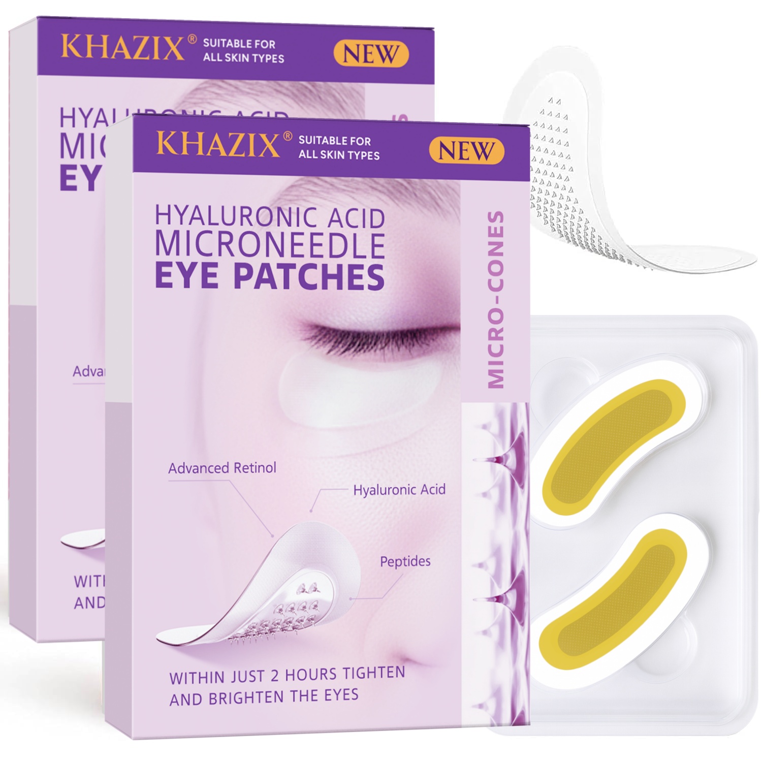 Skincare Acne - Hyaluronsäure-Retinol-Mikronadel-Augenpads, straffende Peptide zur Hautreparatur, für